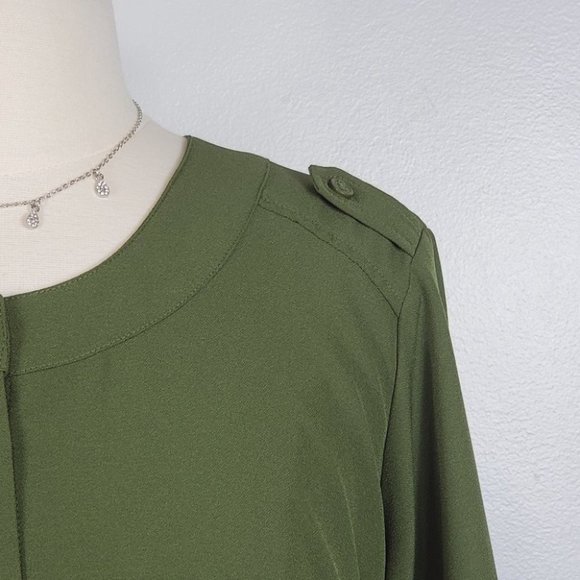 Linea by Louis Dell'Olio Green Button Up Top Blouse Size M - Picture 3 of 13
